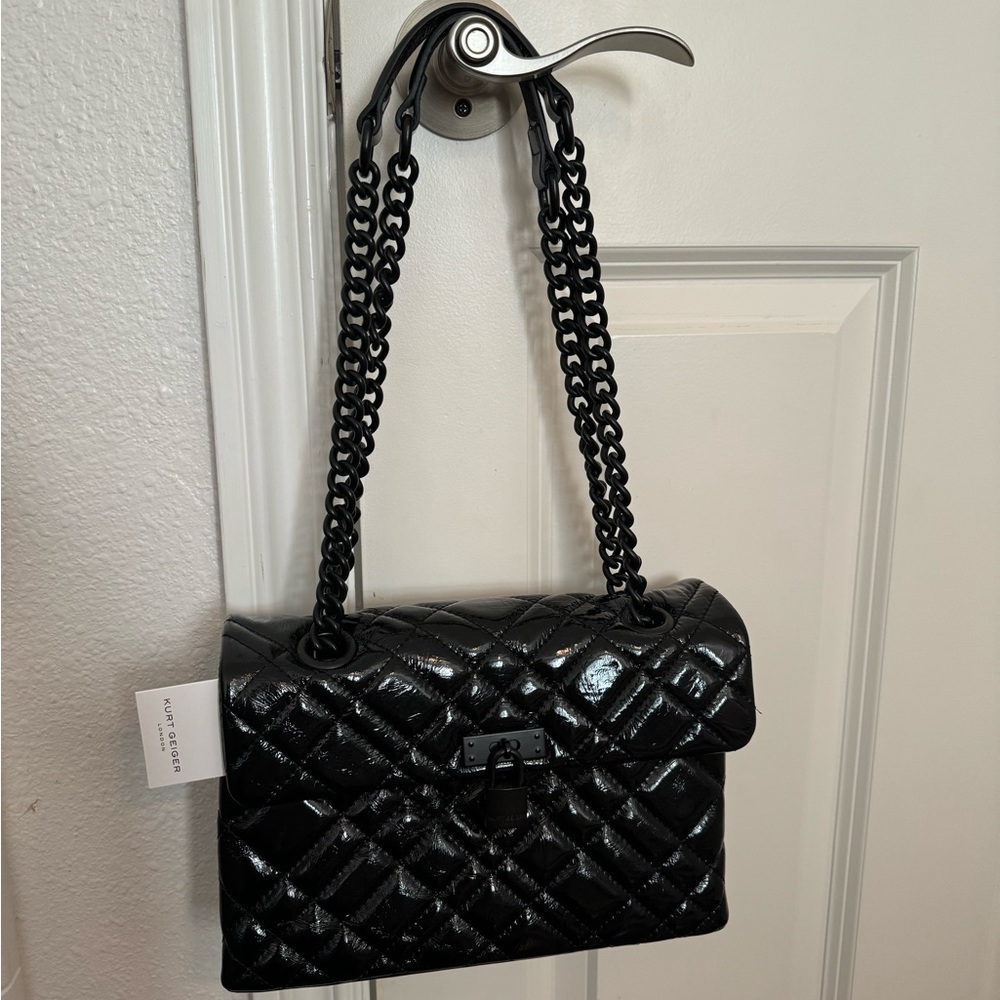 Kurt Geiger Brixton Soho Purse Patent Leather Chanel Satchel Quilted Crossbody